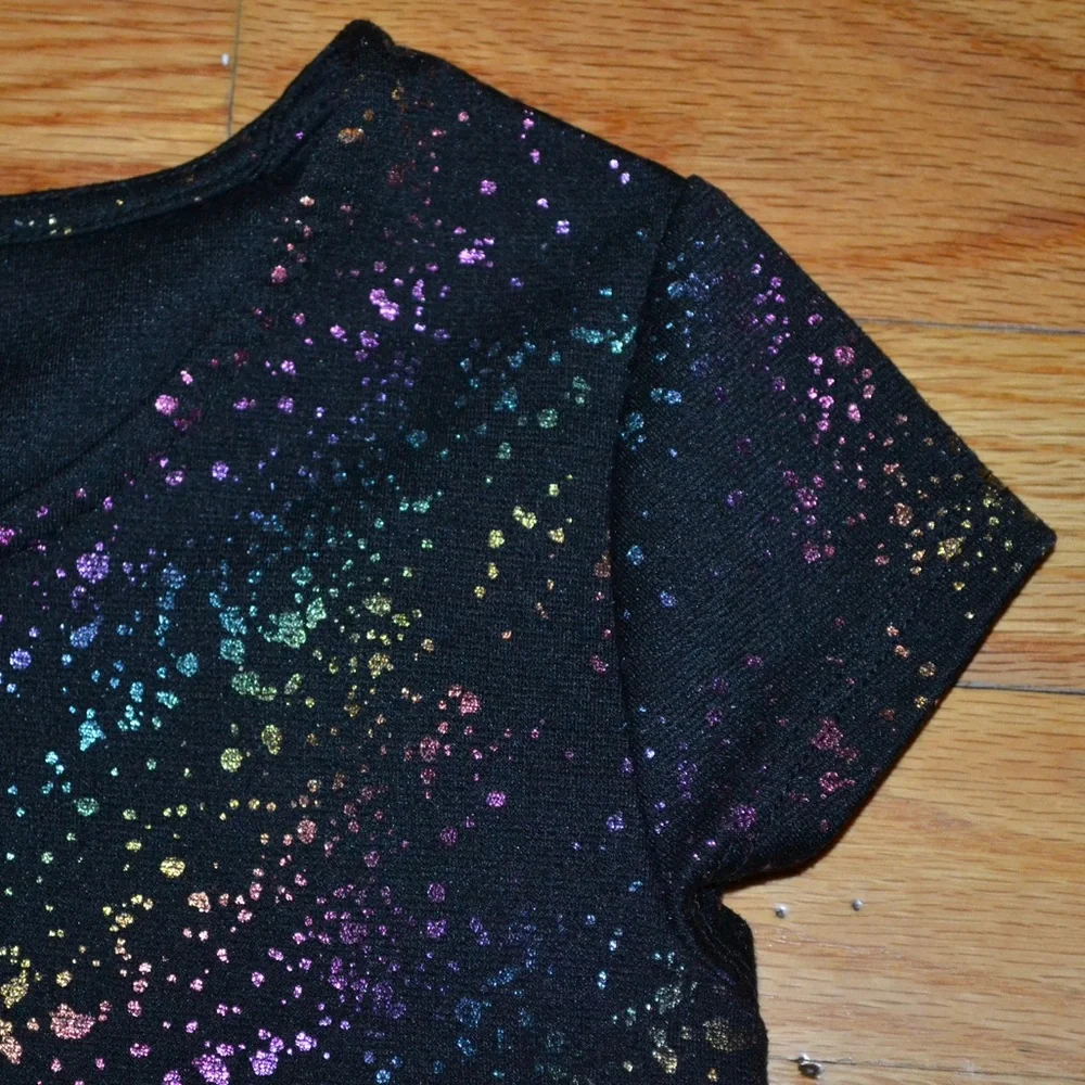 Youth girls black metallic Justice dress, size 8 - Picture 4 of 9